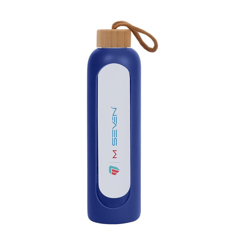 32 Oz Borosilicate Glass Water Bottle with Time Marker - Leak Proof, BPA Free, Eco-Friendly Reusable Glass Water Bottle with Silicone Sleeve & Bamboo Lid