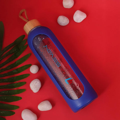 32 Oz Borosilicate Glass Water Bottle with Time Marker - Leak Proof, BPA Free, Eco-Friendly Reusable Glass Water Bottle with Silicone Sleeve & Bamboo Lid